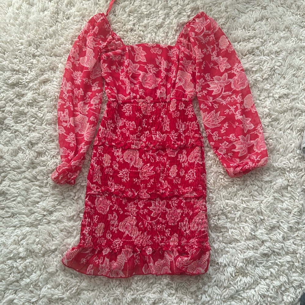 Red and Pink floral dress $10